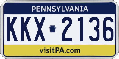 PA license plate KKX2136