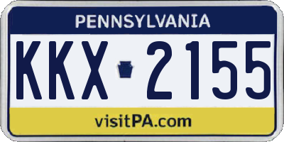 PA license plate KKX2155