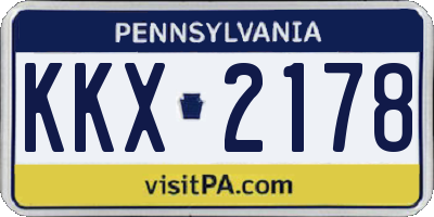 PA license plate KKX2178