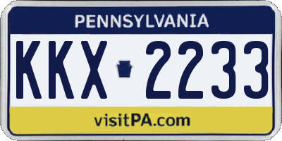 PA license plate KKX2233