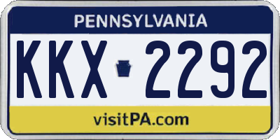 PA license plate KKX2292