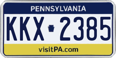PA license plate KKX2385