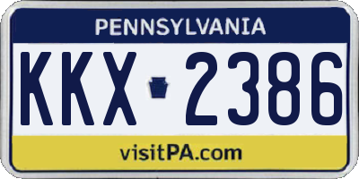 PA license plate KKX2386