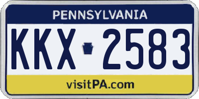 PA license plate KKX2583