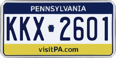 PA license plate KKX2601