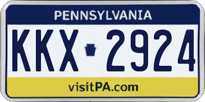 PA license plate KKX2924