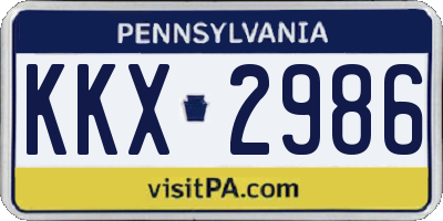 PA license plate KKX2986