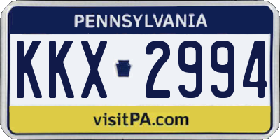 PA license plate KKX2994