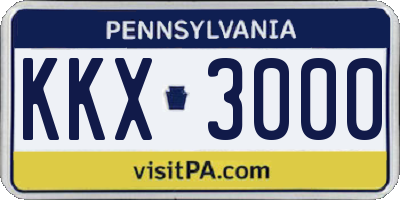 PA license plate KKX3000