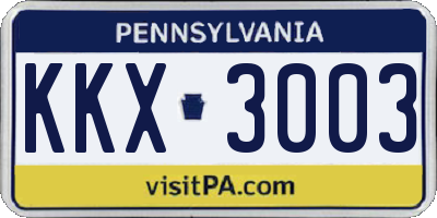 PA license plate KKX3003