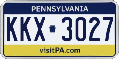 PA license plate KKX3027