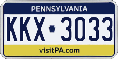 PA license plate KKX3033