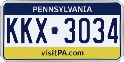 PA license plate KKX3034