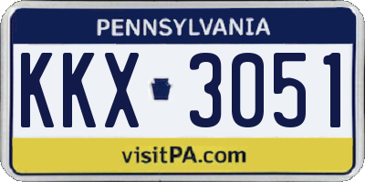 PA license plate KKX3051