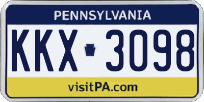PA license plate KKX3098