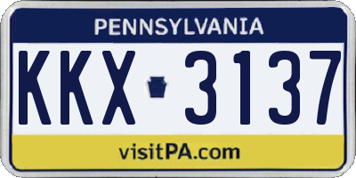 PA license plate KKX3137