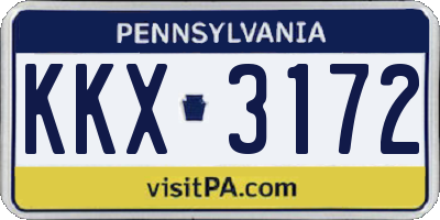 PA license plate KKX3172