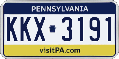 PA license plate KKX3191