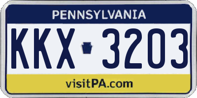 PA license plate KKX3203