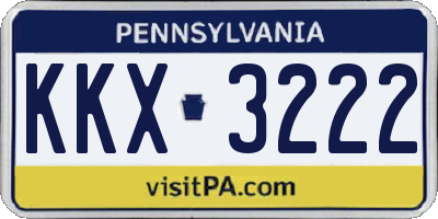 PA license plate KKX3222