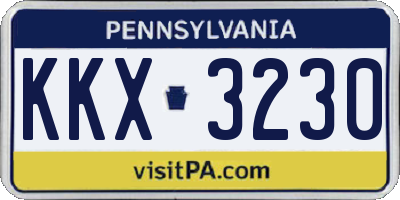 PA license plate KKX3230