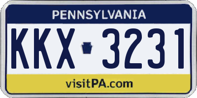 PA license plate KKX3231