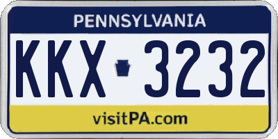 PA license plate KKX3232