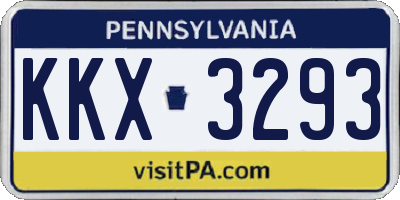 PA license plate KKX3293