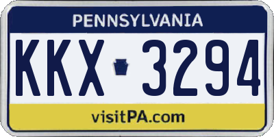 PA license plate KKX3294