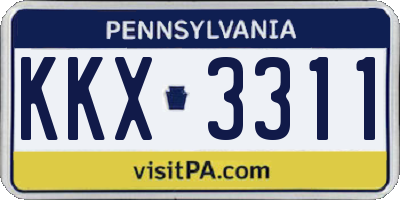 PA license plate KKX3311