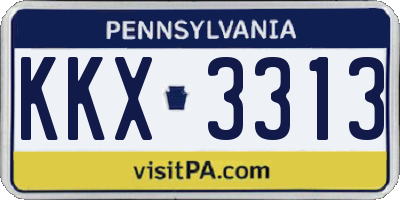 PA license plate KKX3313