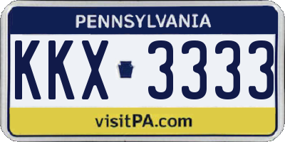 PA license plate KKX3333