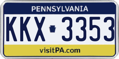 PA license plate KKX3353