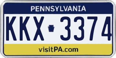 PA license plate KKX3374