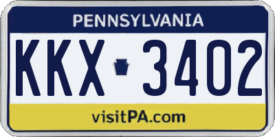 PA license plate KKX3402