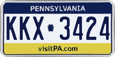 PA license plate KKX3424