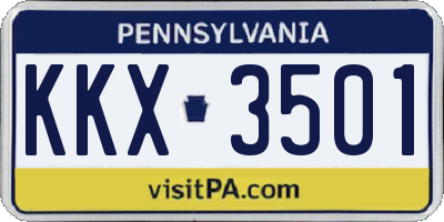 PA license plate KKX3501