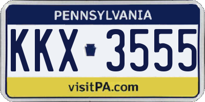 PA license plate KKX3555