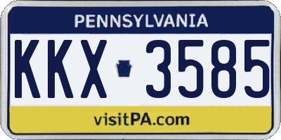 PA license plate KKX3585