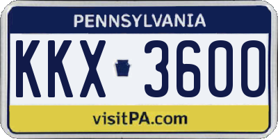 PA license plate KKX3600