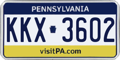 PA license plate KKX3602