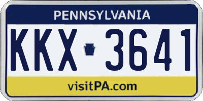 PA license plate KKX3641