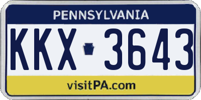 PA license plate KKX3643