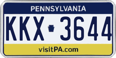 PA license plate KKX3644