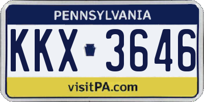 PA license plate KKX3646
