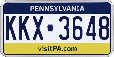 PA license plate KKX3648