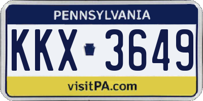 PA license plate KKX3649
