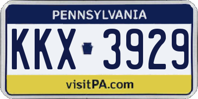 PA license plate KKX3929
