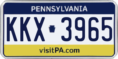 PA license plate KKX3965