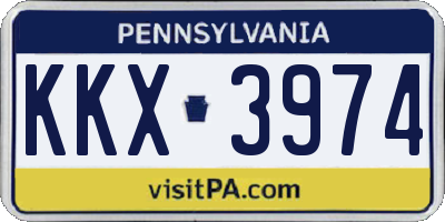 PA license plate KKX3974